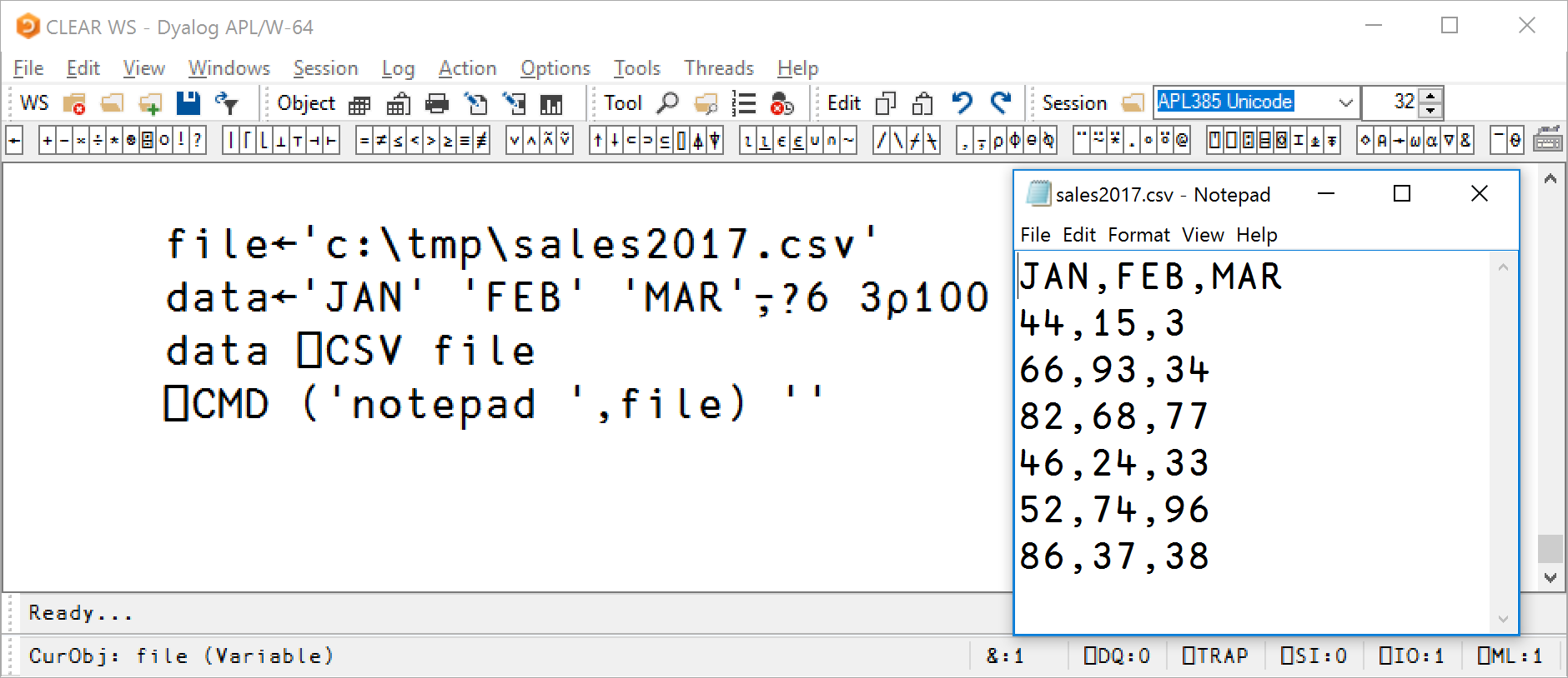 Screenshot of importing CSV data in version 16.0