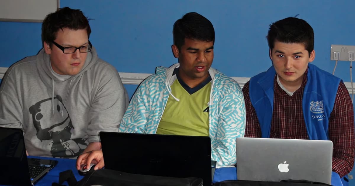 “Three participants working on laptops during an APL Moot session at YHA Lee Valley.