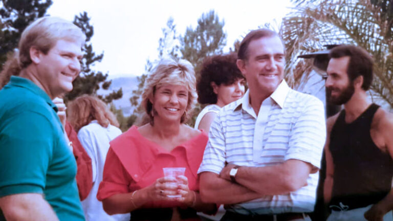 "Scientific Time Sharing Corporation's co-founder (with Dan Dyer) was Pat Gehl, V.P. of Marketing (and Sales – they were not distinguished at the time). Pat was missing from the previous photograph (MCP), but here is pictured in California with his wife Patsy and a few other STSCers" - Roy Sykes