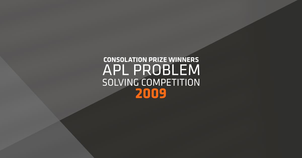 Consolation Prize Winners announced in 2009 APL Problem Solving Competition