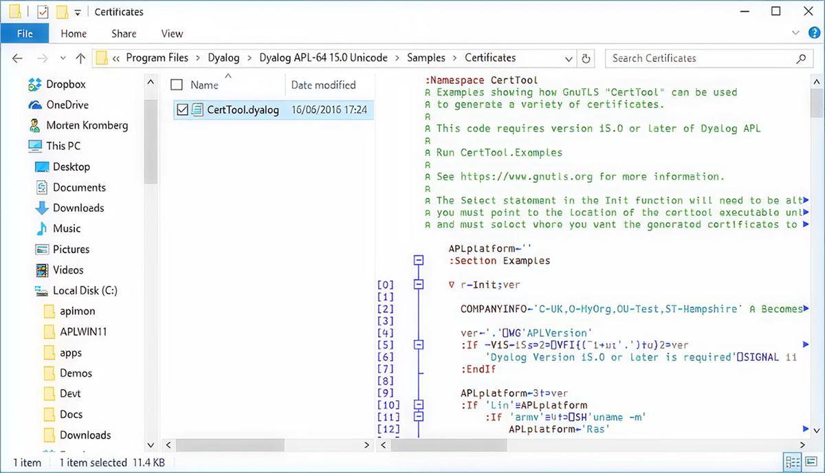 Dyalog 15.0 Editing Example
